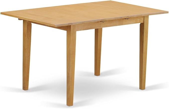 East West Furniture NOBR3-OAK-18 3 Piece Dining Set Contains a Rectangle Dining Room Table with Butterfly Leaf and 2 Brown Linen Linen Fabric Upholstered Chairs, 32x54 Inch, Oak