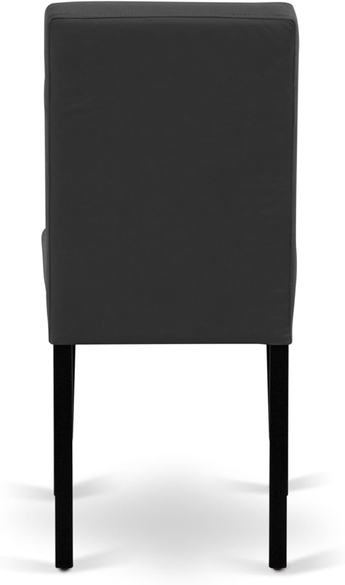 East West Furniture LGAS7-BLK-12 7 Piece Dinner Table Set Contain A Dining Table and 6 Dark Gray Polyester Fabric Person Chairs with Stylish Back- Black Finish