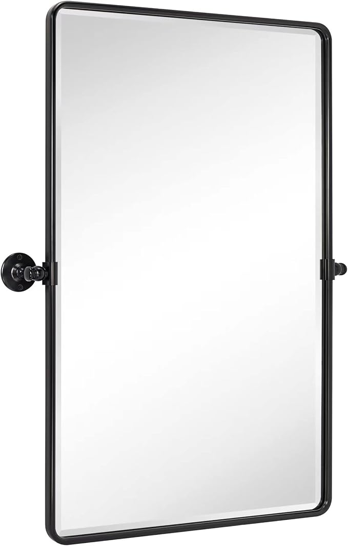 TEHOME Pivot Oil Rubbed Bronze Rectangle Bathroom Mirror Beveled Tilting Rectangular Bathroom Vanity Mirrors for Wall Vertical Wall Mounted Pivoting Mirrors, 25x35''