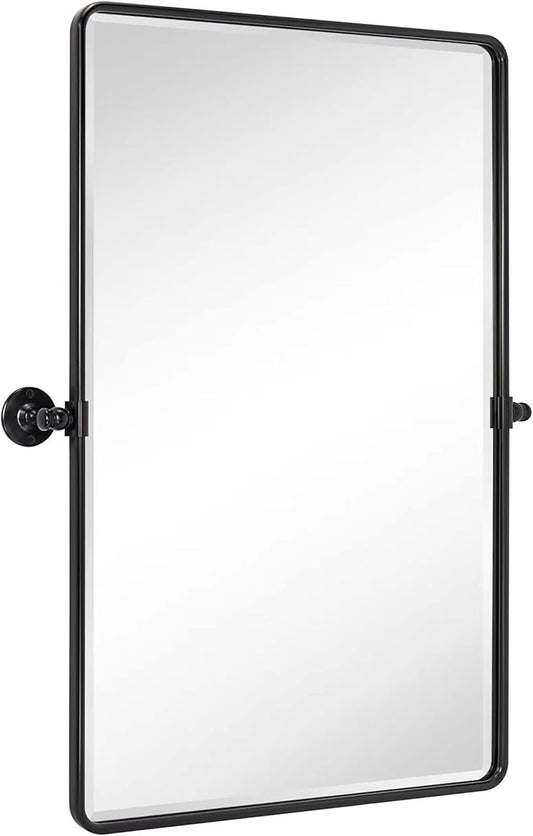 TEHOME Pivot Oil Rubbed Bronze Rectangle Bathroom Mirror Beveled Tilting Rectangular Bathroom Vanity Mirrors for Wall Vertical Wall Mounted Pivoting Mirrors, 25x35''