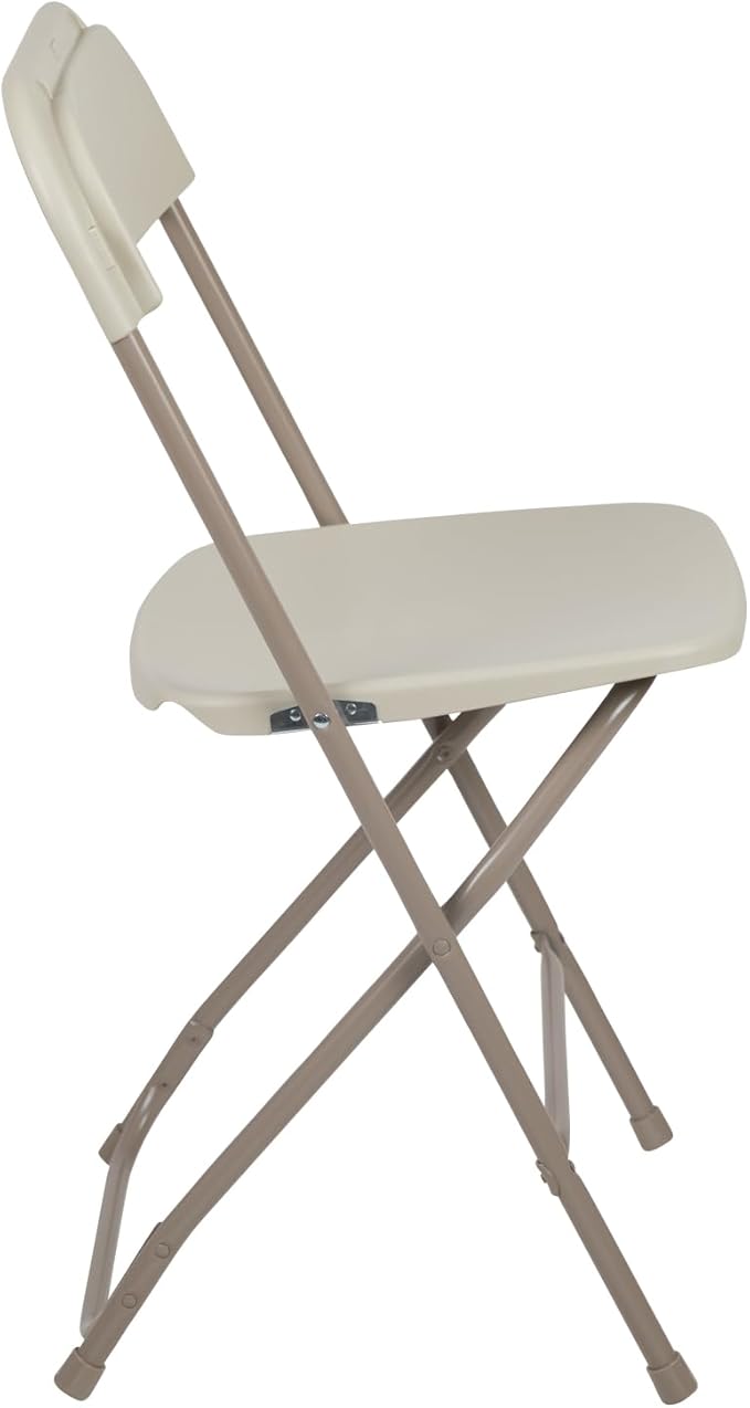 Flash Furniture Hercules Series Plastic Folding Chairs for Parties and Weddings, Stackable Commercial Event Seats, Set of 10, Beige