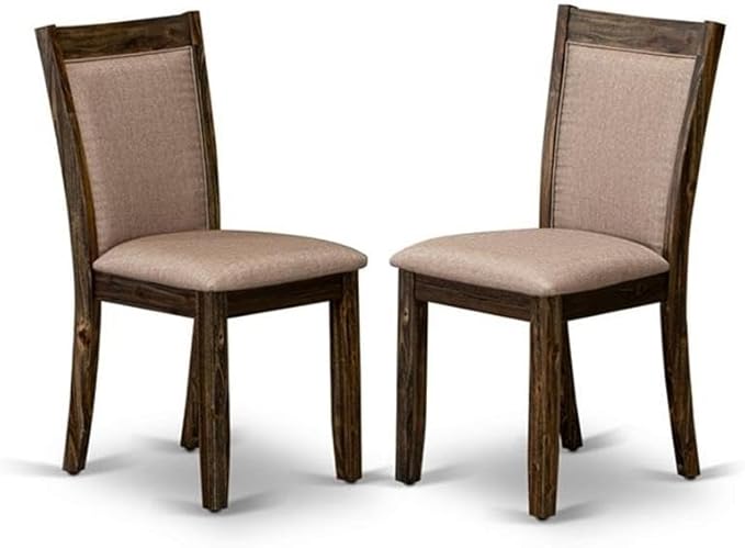 East West Furniture X777MZ716-7 7 Piece Dining Set Consist of a Rectangle Dining Room Table with X-Legs and 6 Dark Khaki Linen Fabric Upholstered Parson Chairs, 40x72 Inch, Multi-Color
