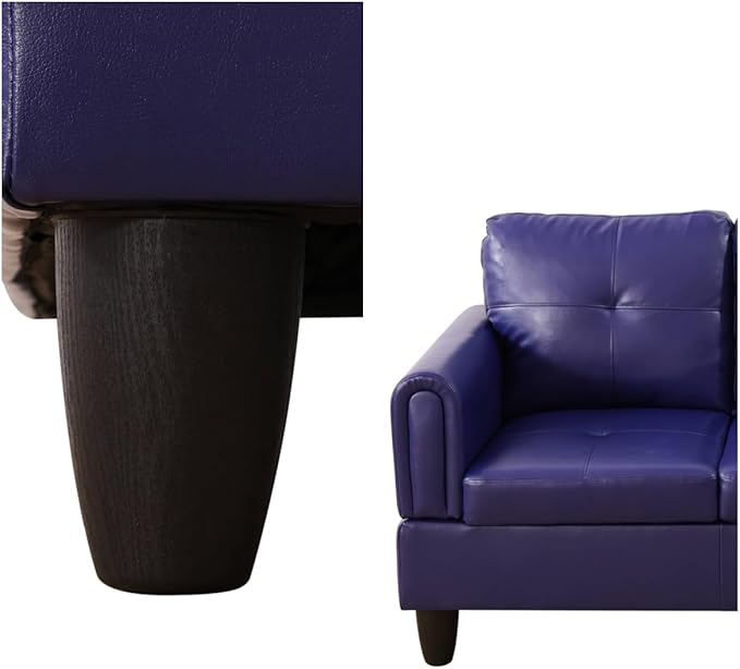 Convertible Leather Sectional Couch, Modern L Shaped Couch with Storage, Large Modular 5-Seat Sectional Sofa with Ottomans for Living Room and Office, Dark Blue-Violet