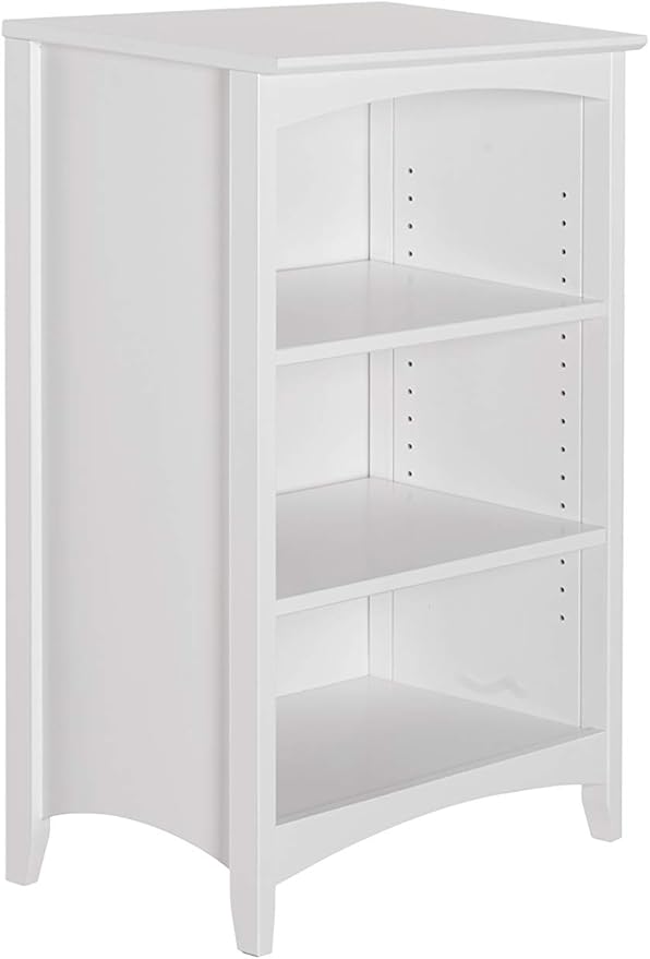 Shaker Style 3 Shelf Bookcase / Solid Wood / 36" High / Adjustable Shelving / Closed Back / Display Bookshelf for Living Room, Bedroom, Home and Office, White
