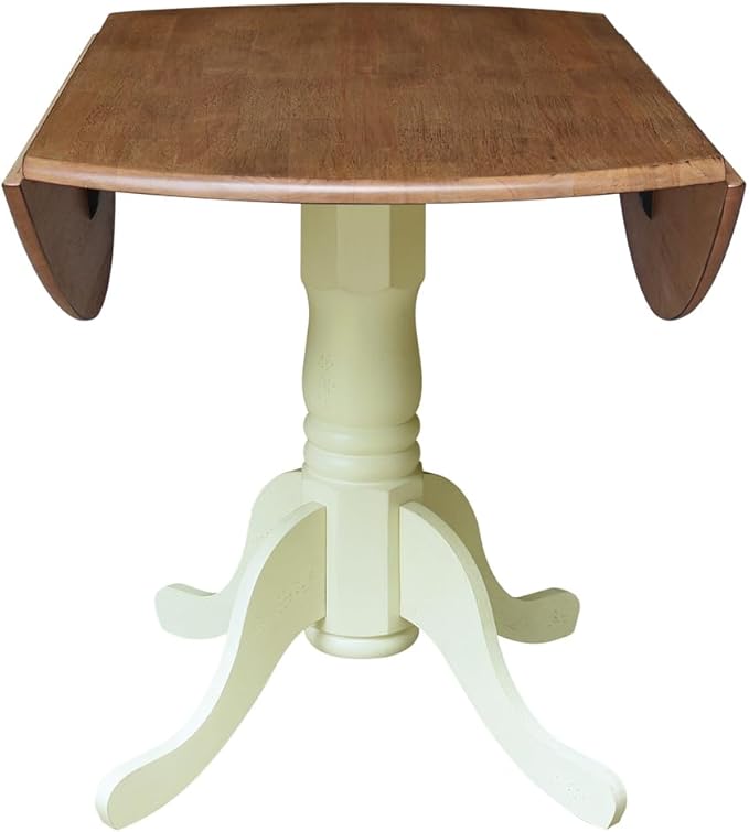 IC International Concepts 42" Round Dual Drop Leaf Pedestal Dining Table