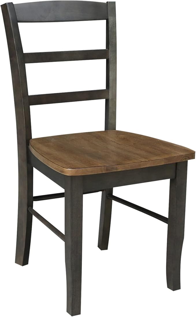 IC International Concepts Set of Two Madrid Ladderback Dining Chairs, Hickory/Washed Coal
