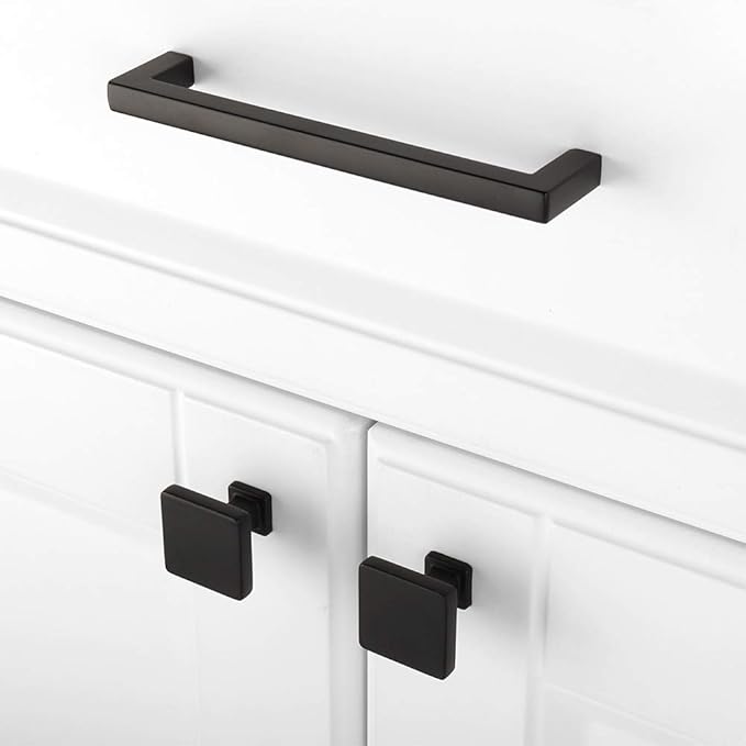KOOFIZO 30 Pack Black Cabinet Knobs Matte Black Drawer Knobs K08 Square Single Hole Cabinet Pulls for Cabinets Drawer Dresser Cupboard Bedroom Closet Bathroom Vanity