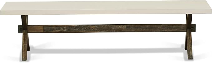 East West Furniture X727VE703-6 6 Piece Dining Room Table Set Contains a Rectangle Kitchen Table with X-Legs and 4 Brown Linen Fabric Parson Chairs with a Bench, 40x72 Inch, Multi-Color