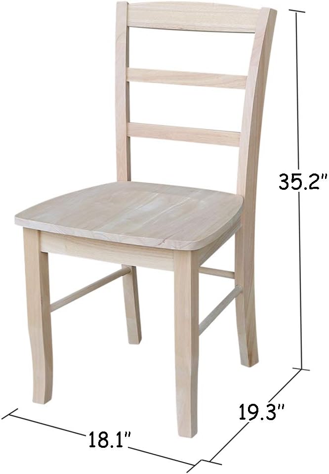 Set of Two Madrid Ladderback Dining Chairs, Unfinished