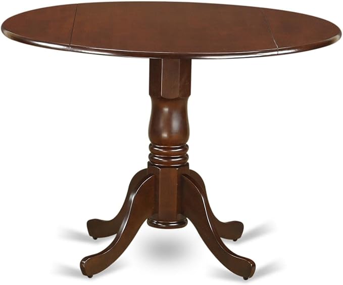 East West Furniture DLIP3-MAH-W 3 Piece Dining Room Furniture Set Contains a Round Kitchen Table with Dropleaf and 2 Dining Chairs, 42x42 Inch, Mahogany