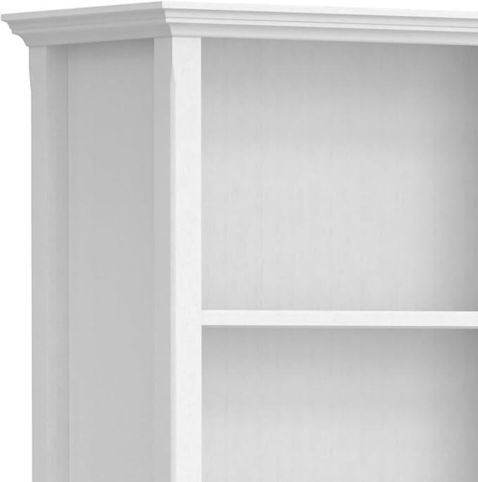SIMPLIHOME Amherst Bookcase - 70 inch Tall 5-Shelf Solid Wood Bookshelf in White, Transitional Storage for Living Room, Study Room or Office with Adjustable Shelves and Tapered Legs