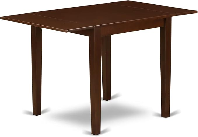 East West Furniture NDEN3-MAH-18 3 Piece Dining Set Contains a Rectangle Dining Room Table with Dropleaf and 2 Dark Coffee Linen Fabric Upholstered Chairs, 30x48 Inch, Mahogany