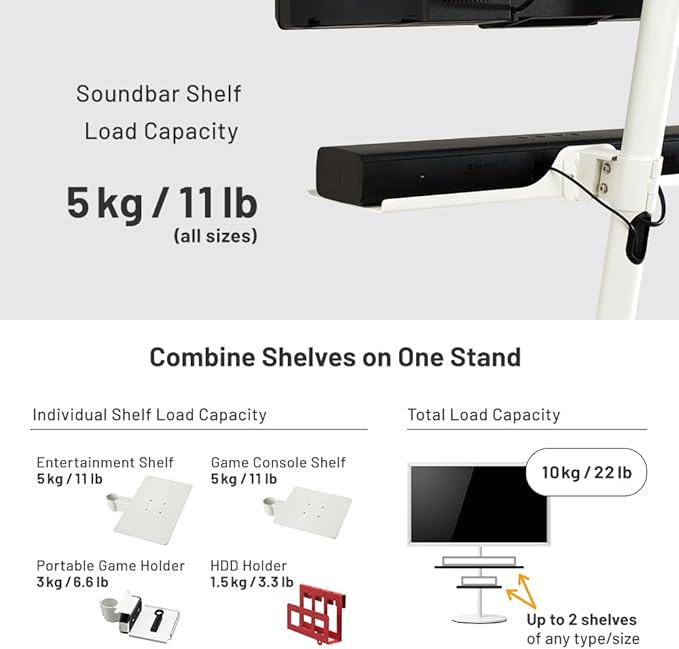 WALL Seven Stand A2 Grand | Rolling TV Stand for 45–80" w/ 37.4" Soundbar Shelf | Walnut | Portable TV Stand with Shelf | Height Adjustable, Space Saving, for Living Room, Bedroom and Office