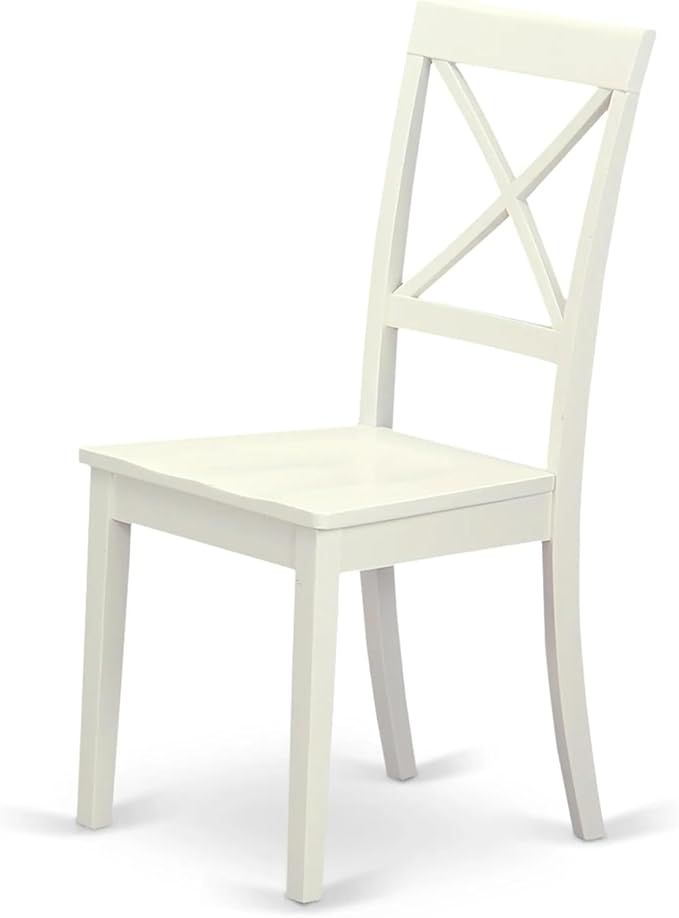 East West Furniture VABO5-LWH-W 5 Piece Kitchen Table Set for 4 Includes an Oval Dining Room Table with Butterfly Leaf and 4 Solid Wood Seat Chairs, 40x76 Inch, Linen White