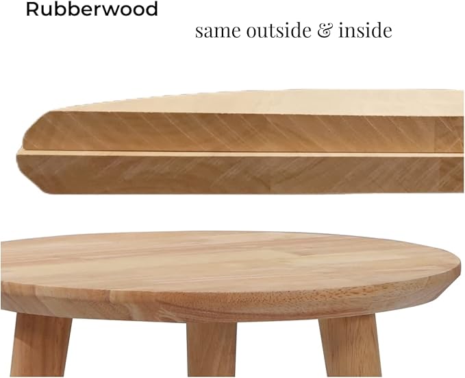 WoodShine Side Table Small Round Solid Wood Sofa End Tables Accent Nesting Coffee Table Natural(H:14.37inch)