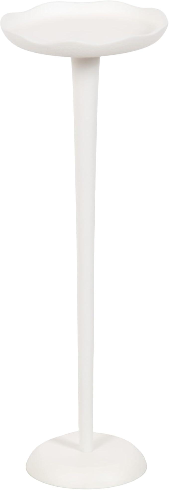 Kate and Laurel Alessia Modern Decorative Metal Drink Table, 8 x 8 x 22, White, Transitional Round Cast Aluminum Pedestal Plant Stand with Rough Texture and Wavy Scalloped Edge