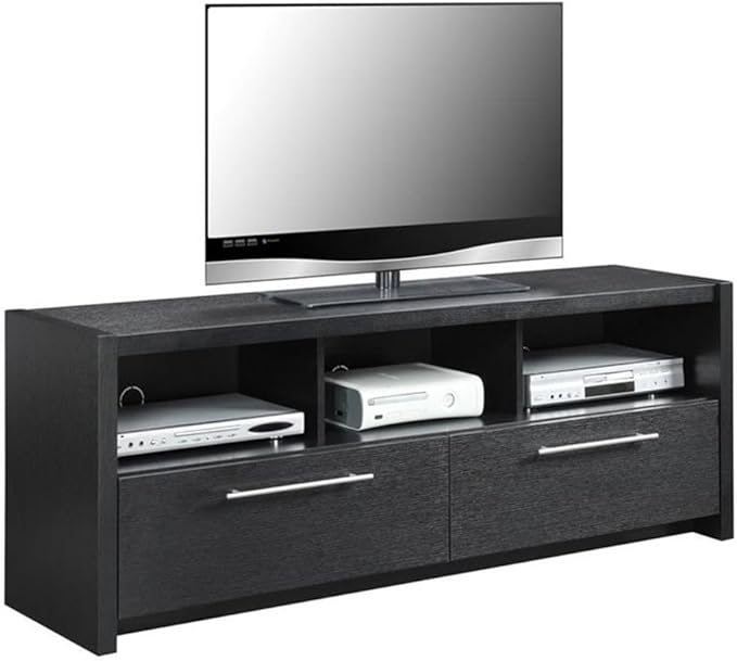 Convenience Concepts Newport Marbella TV Stand 60" - Modern Entertainment Center for TVs up to 65", Contemporary Media Console with Storage Cabinets & Shelves for Living & Family Room, Black
