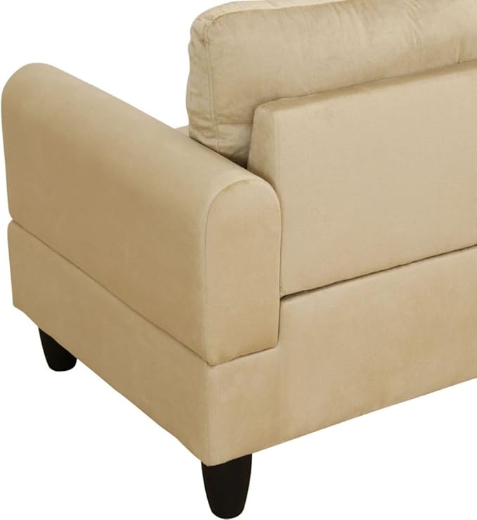 Beige L-Shaped 3-Piece Flannel Sofa with Storage Ottoman Set, Sectional Couch Sofa Set for Living Room, Office, Small Space