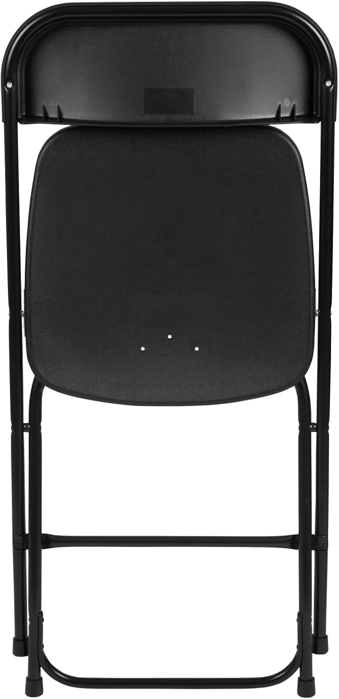 Flash Furniture Hercules Series Plastic Folding Chairs for Parties and Weddings, Stackable Commercial Event Seats with 650-lb. Static Weight Capacity, Set of 6, Black
