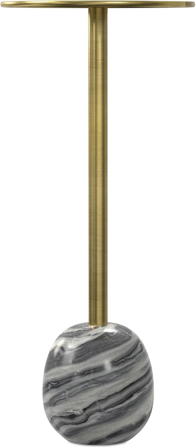 SIMPLIHOME Melene Modern Contemporary 12 inch Wide Metal Side Table in Gold/Grey for The Living Room and Bedroom
