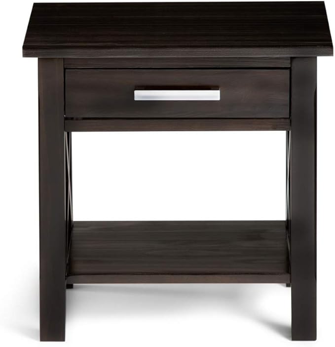 SIMPLIHOME Kitchener SOLID WOOD 21 inch Wide Square Contemporary End Side Table in Hickory Brown for the Living Room and Bedroom