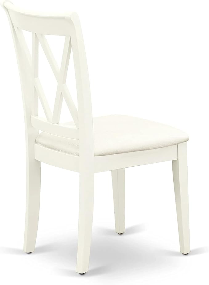 East West Furniture HBCL3-LWH-C 3 Piece Dining Table Set for Small Spaces Contains a Round Dining Room Table with Pedestal and 2 Linen Fabric Upholstered Chairs, 42x42 Inch, Linen White
