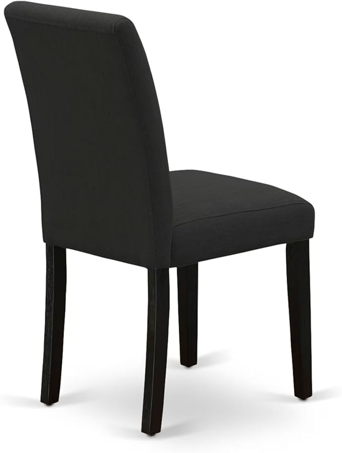 East West Furniture V697AB624-5 5 Piece Dining Table Set Includes a Rectangle Dining Room Table with V-Legs and 4 Black Color Linen Fabric Upholstered Chairs, 40x72 Inch, Multi-Color