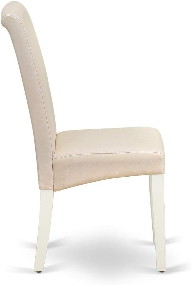 East West Furniture LGBA5-LWH-01 5 Piece Dinette Set Includes a Rectangle Dining Table with Butterfly Leaf and 4 Cream Linen Fabric Parson Dining Room Chairs, 42x84 Inch, Linen White