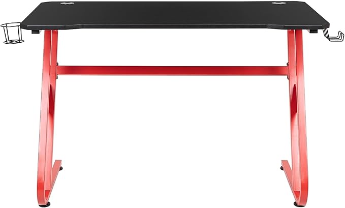 Flash Furniture Fisher Red Gaming Ergonomic Desk with Cup Holder and Headphone Hook