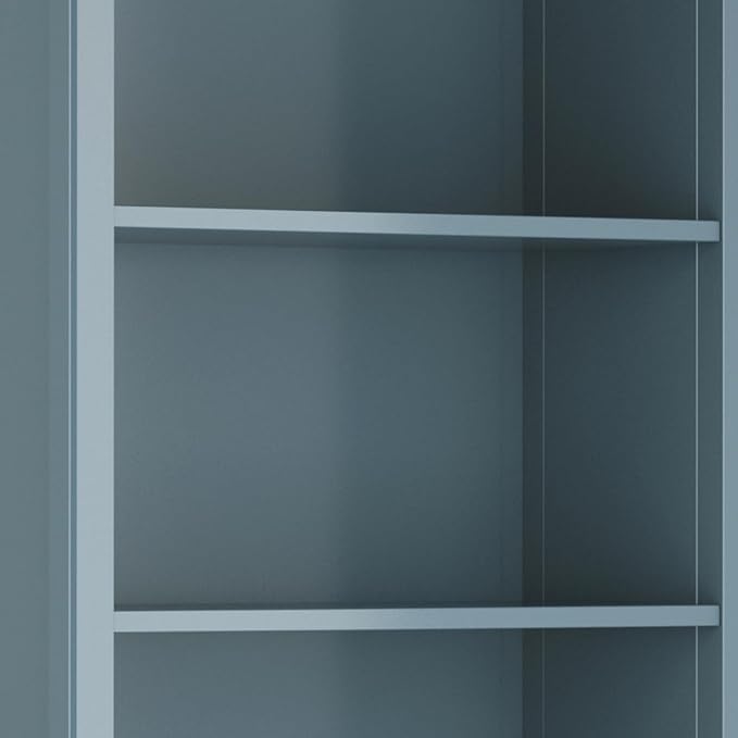 SIMPLIHOME Amherst Bookcase - 70 inch Tall 5-Shelf Solid Wood Bookshelf in French Blue, Transitional Storage for Living Room, Study Room or Office with Adjustable Shelves and Tapered Legs