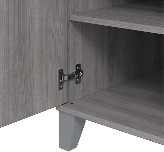Bush Furniture Somerset 54W Office Desk with Drawer and Storage Cabinet in Platinum Gray | Computer Table for Home Office Workspace