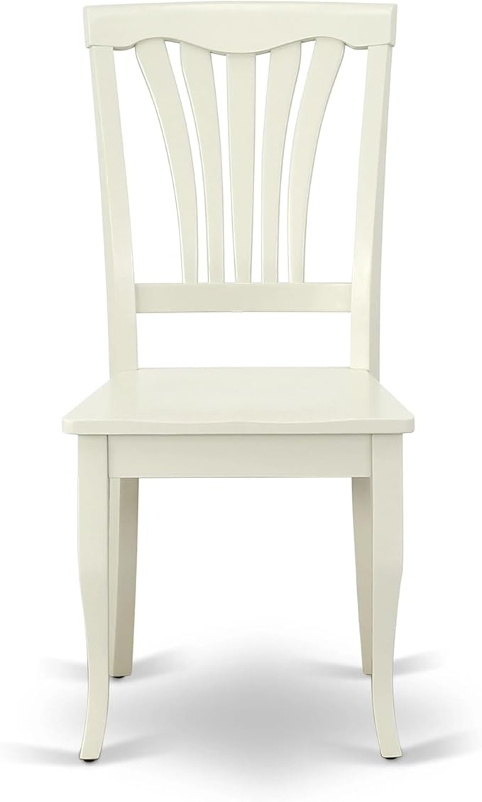 East West Furniture ANAV3-LWH-W 3 Piece Dining Table Set for Small Spaces Contains a Round Kitchen Table with Pedestal and 2 Kitchen Dining Chairs, 36x36 Inch, Linen White