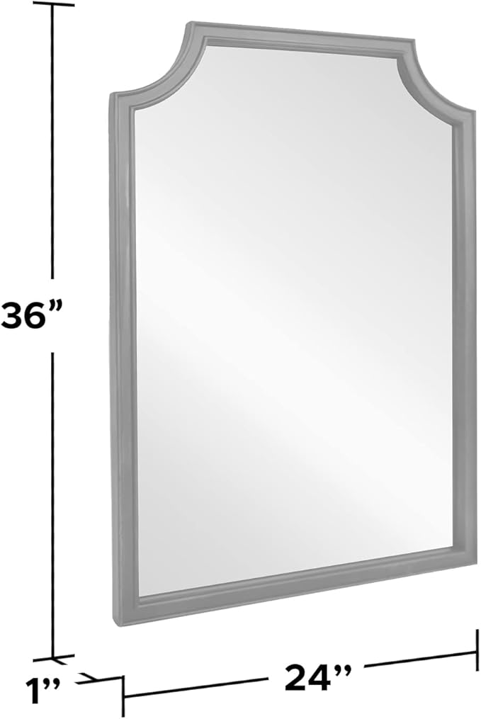 WallBeyond 24" x 36" Scalloped Corners Arch Rectangle Wall Mirror with Wood Frame for Entryway, Living Room or Bedroom Home Decor - [24" x 36" Black]