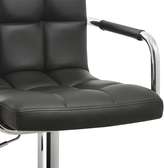 AC Pacific Contemporary Hydraulic Adjustable Swivel Kitchen Bar Stool Chair with Cushion and Armrest, 24"-33", Black ACBS15-BLACK Midnight Square