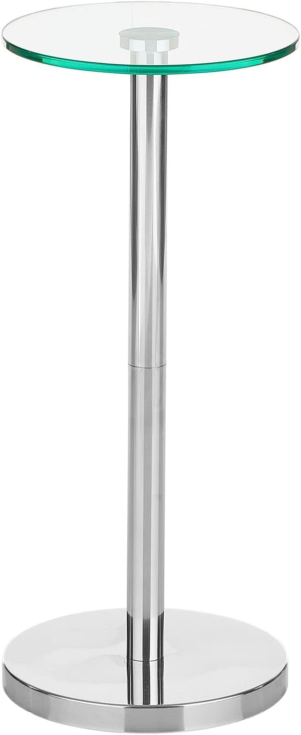 mDesign Side Table — Glass Top Nightstand for Bedrooms and Living Rooms — Living Room Table for Lamps and Other Décor — Clear/Chrome