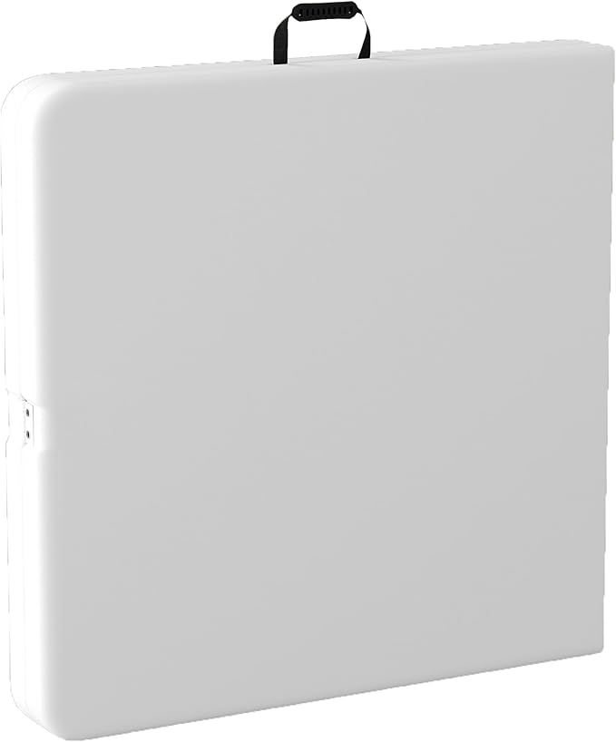 Adjustable Folding Table - Portable 4-Foot Plastic Utility Tabletop with 2 Height Settings - Indoor and Outdoor Seating by Lavish Home (White)