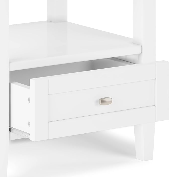 SIMPLIHOME Warm Shaker SOLID WOOD 20 inch Wide Rectangle Transitional End Table in White for the Living Room and Bedroom