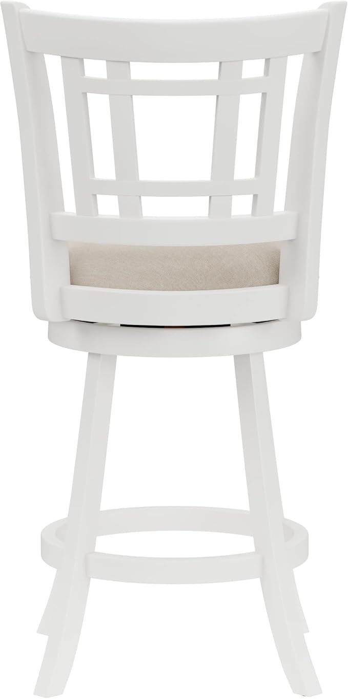 Hillsdale Fairfox Swivel Stool with Rectangular Lattice Back, Counter Height, White
