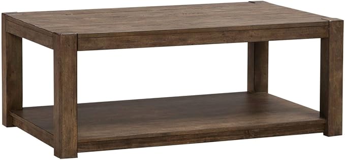Liberty Furniture Broadmore Living Room 3 Piece Set - Rectangular Cocktail Table, 2 End Tables - Cobblestone Brown