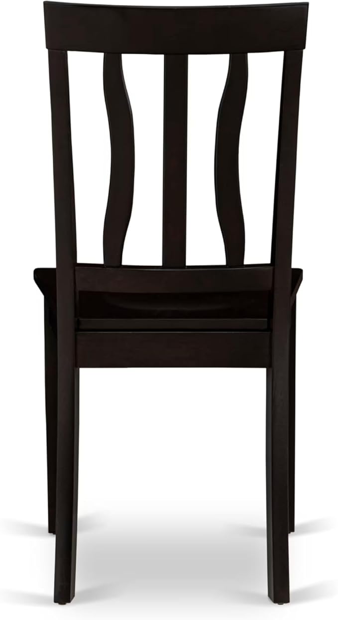 East West Furniture ANTI5-CAP-W 5 Piece Dinette Set for 4 Includes a Round Kitchen Table with Pedestal and 4 Dining Chairs, 36x36 Inch, Cappuccino