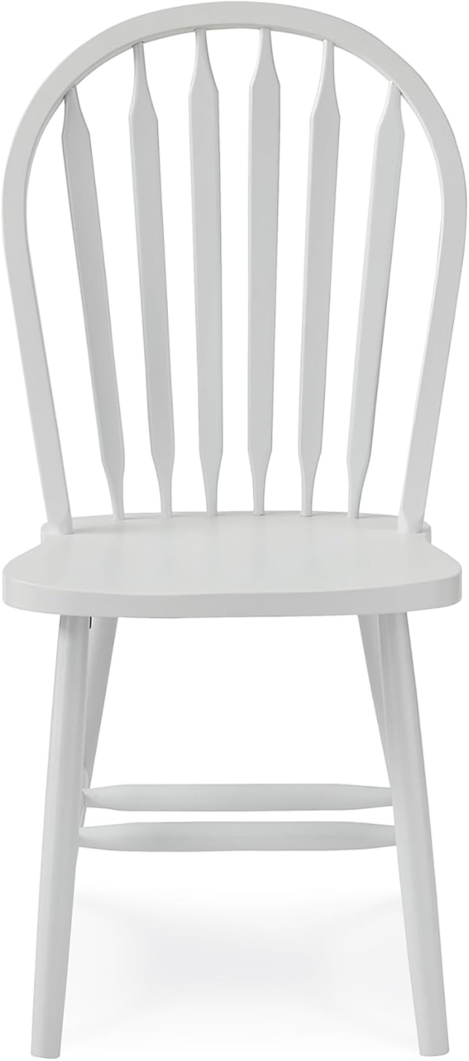 IC International Concepts Solid Wood Windsor ArrowBack Dining Chair with Plain Legs, White
