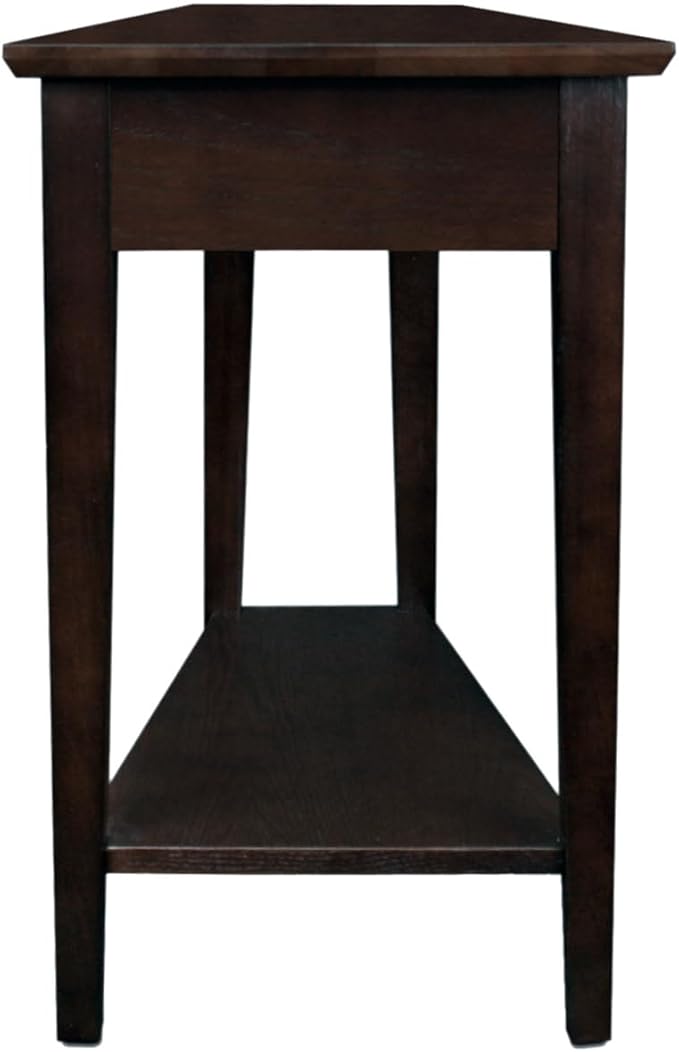 Leick Home Teegan Solid Wood Recliner Wedge End Side Table with Shelf, Chocolate Oak Brown, Perfect for Living Rooms, Bedrooms, and Small Spaces, 10074-CH