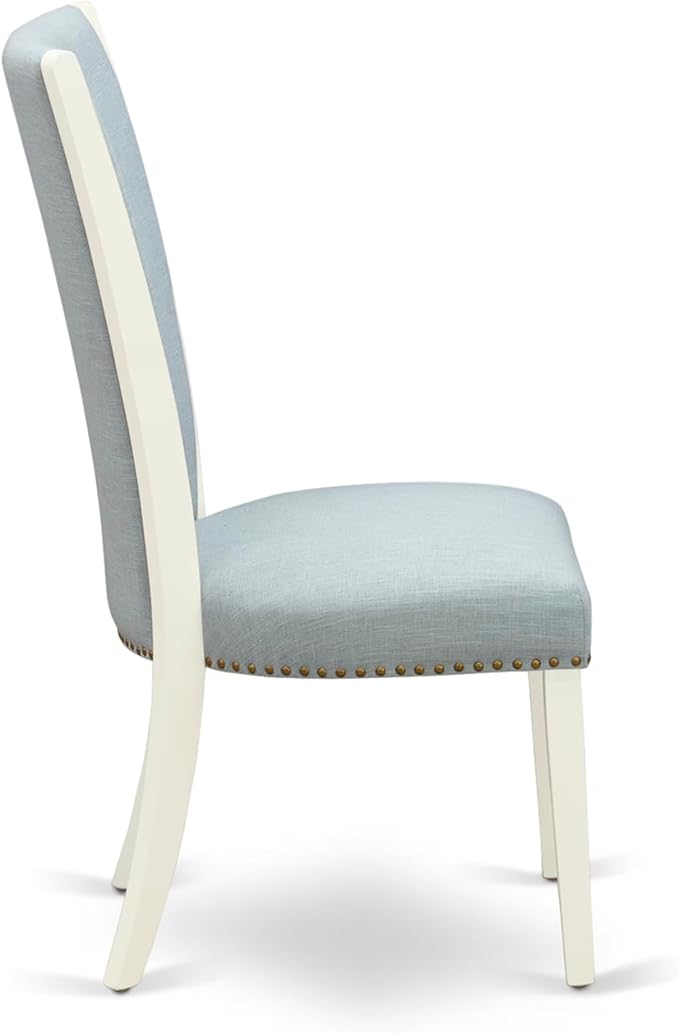 East West Furniture V027VE215-6 6 Piece Dining Set Contains a Rectangle Dining Room Table with V-Legs and 4 Baby Blue Linen Fabric Upholstered Chairs with a Bench, 40x72 Inch, Multi-Color