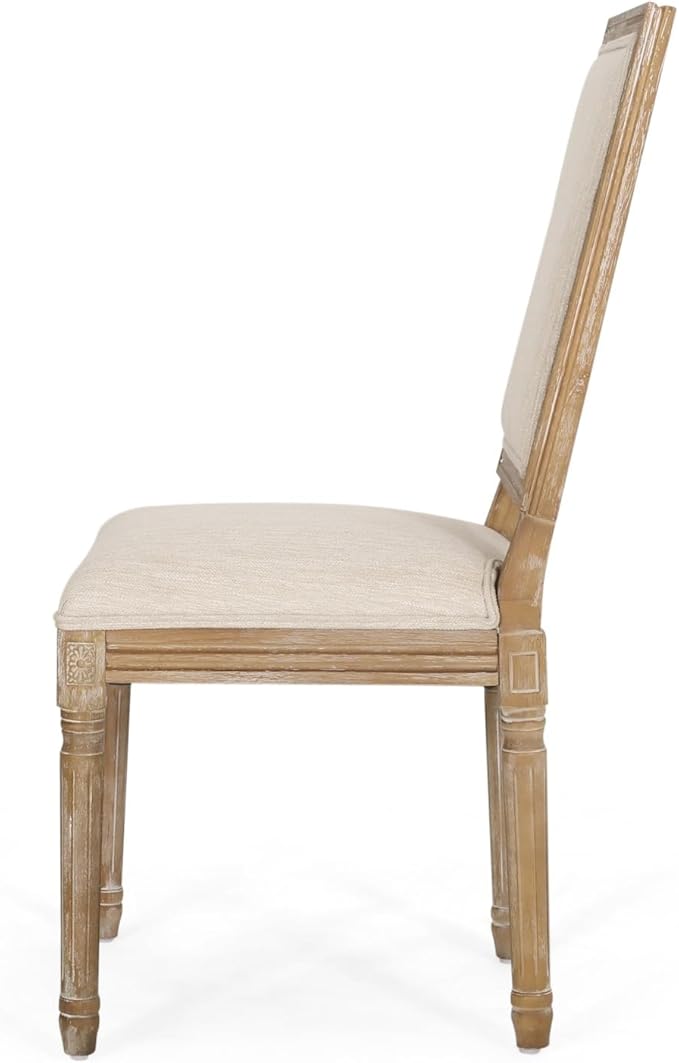 Merax Upholstered Solid Wood Dining Chairs Set of 2, French Country Style Accent Side Seating Furniture for Kitchen, Living Room, Cushioned Back, Beige