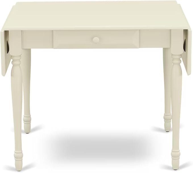 East West Furniture MZDA5-LWH-W 5 Piece Dining Table Set for 4 Includes a Rectangle Kitchen Table with Dropleaf and 4 Dining Room Chairs, 36x54 Inch, Linen White