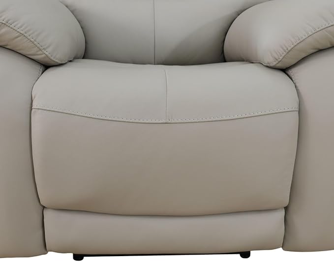 Electric Power Reclining Arm-Chair, Electric Genuine Breathing Leather Recliner Chair, Comfy Wide Lazy Top Grain Leather Chair with USB Port for Living Room (Grey, Single Chair)