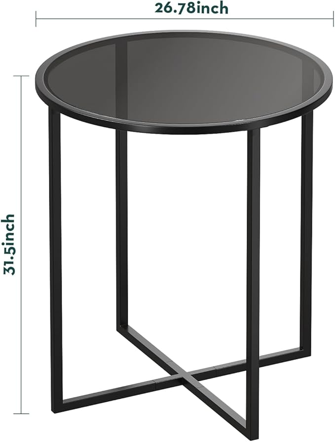 SAYGOER Small Round Dining Table for 2,Glass Circle Kitchen Dinner Table,26.7'' Multifuntional Modern Desk for Dining Room,Office,Kitchen,Apartment,Easy Assembly, All Black