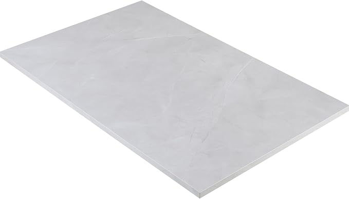 Kaboon Universal Tabletop 36"x20", Solid One-Piece Melamine Table Top, Double L-Desk Floating Desk DIY, Home and Office Countertop, White Rock