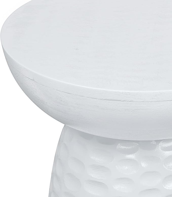 SIMPLIHOME Boyd 13-inch Wide Solid Mango End Table in White, Contemporary-Style Accent Table for Living Room, Bedroom, or Family Room, Assembled