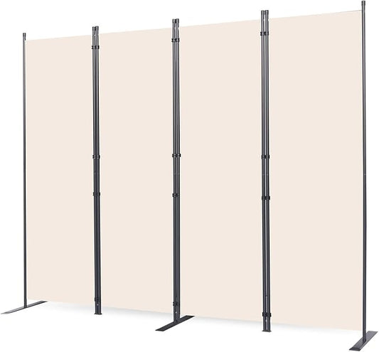 Room Divider, 4 Panel Folding Privacy Screens with Wider Support Feet, 6 Ft Portable Room Partition for Room Separator, 88" W X 71" H, Beige